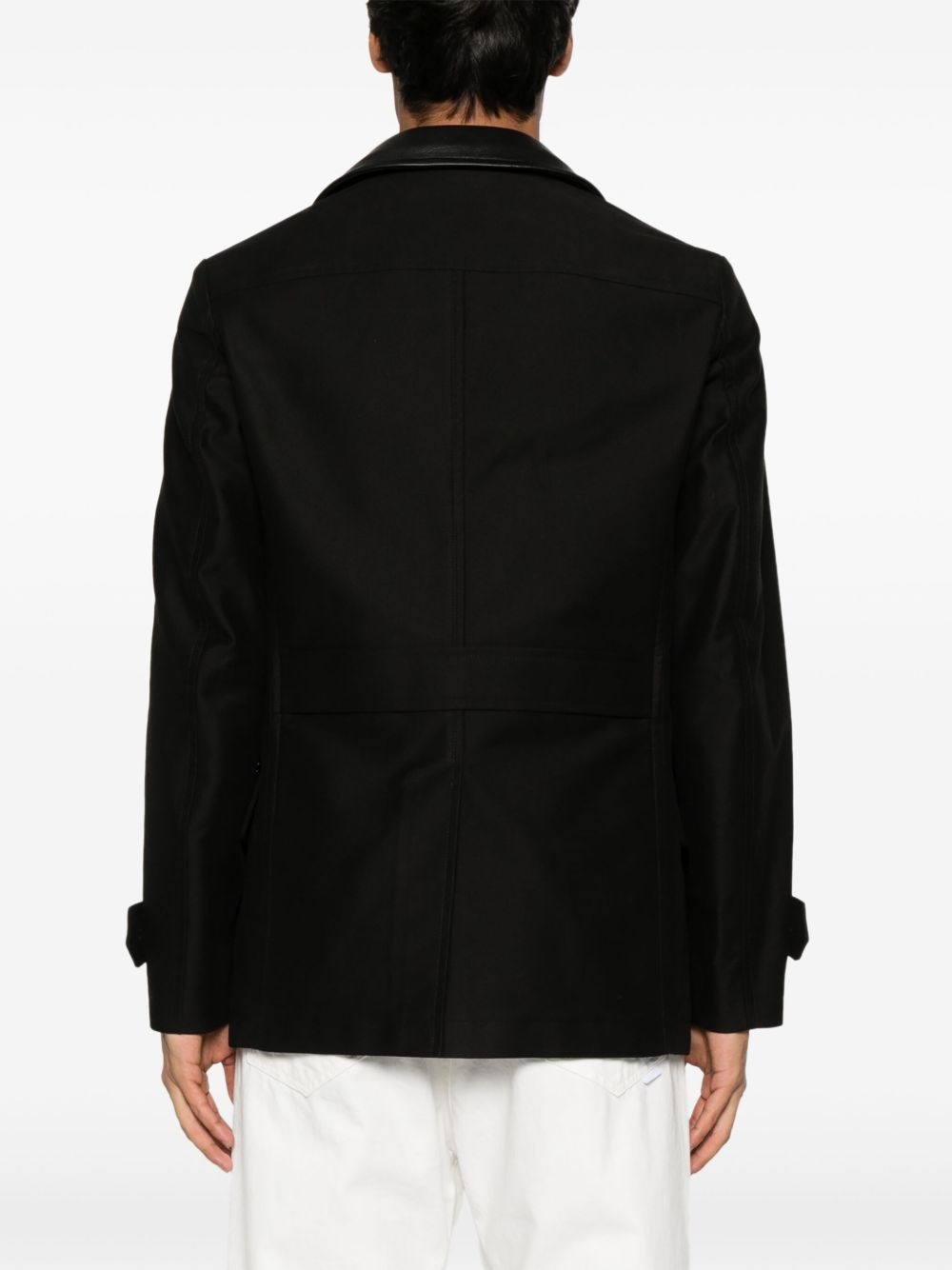 contrasting-collar peacoat - 4