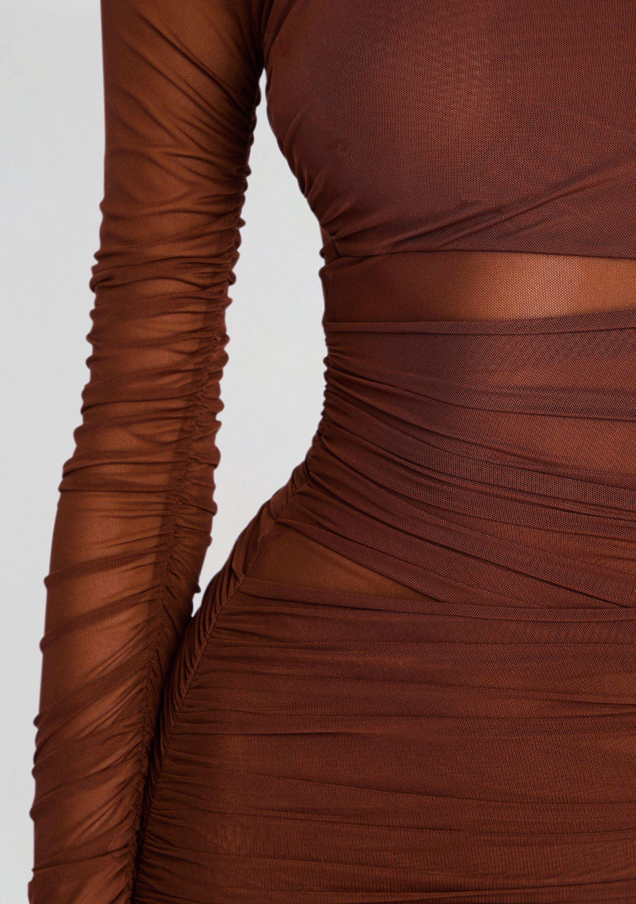 MOXEY RUCHED MESH MINI DRESS - 2