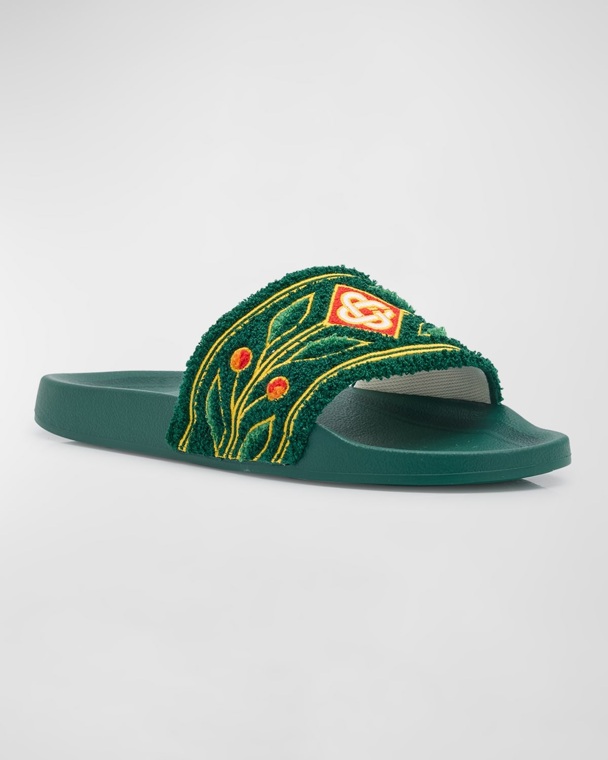 Men's Embroidered Cotton Slide Sandals - 3