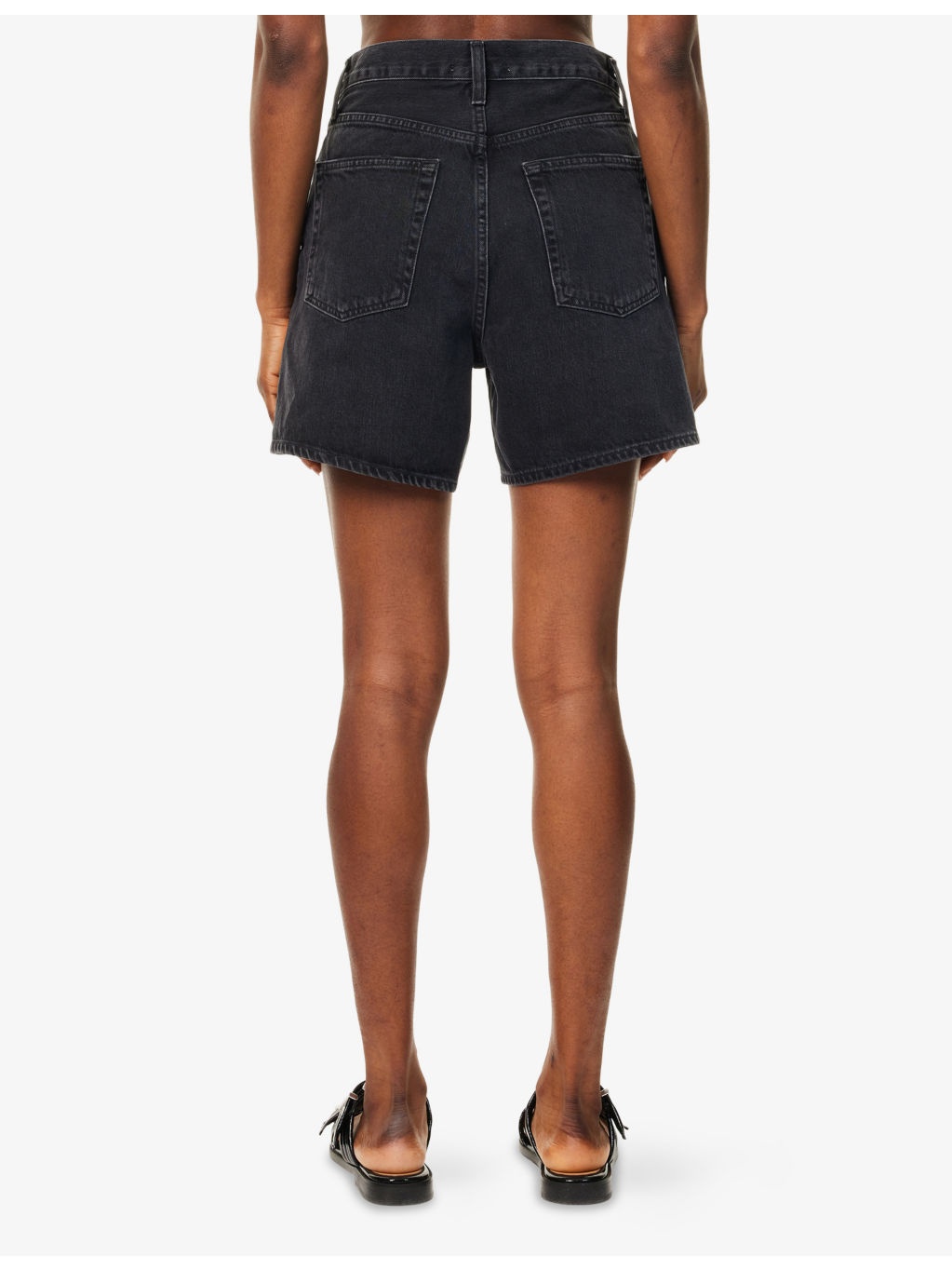V-waist Mid-Rise Denim Shorts - 4