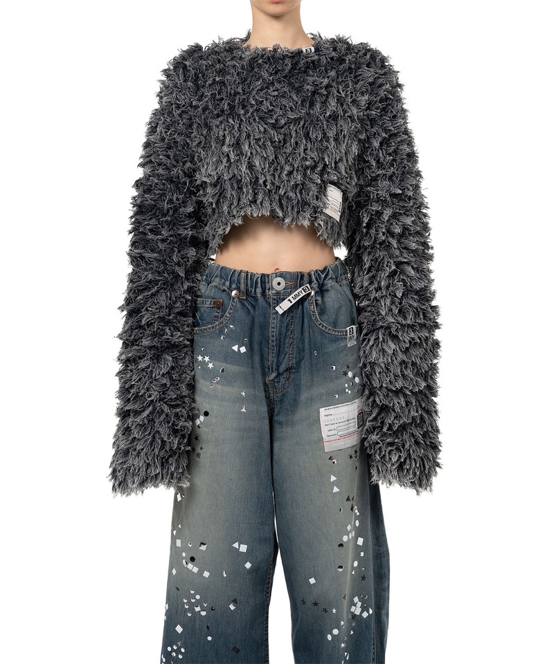 Bleached Shaggy Cropped Knit Sweater 3