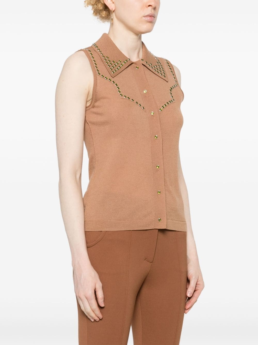 stud-embellished knitted top - 3