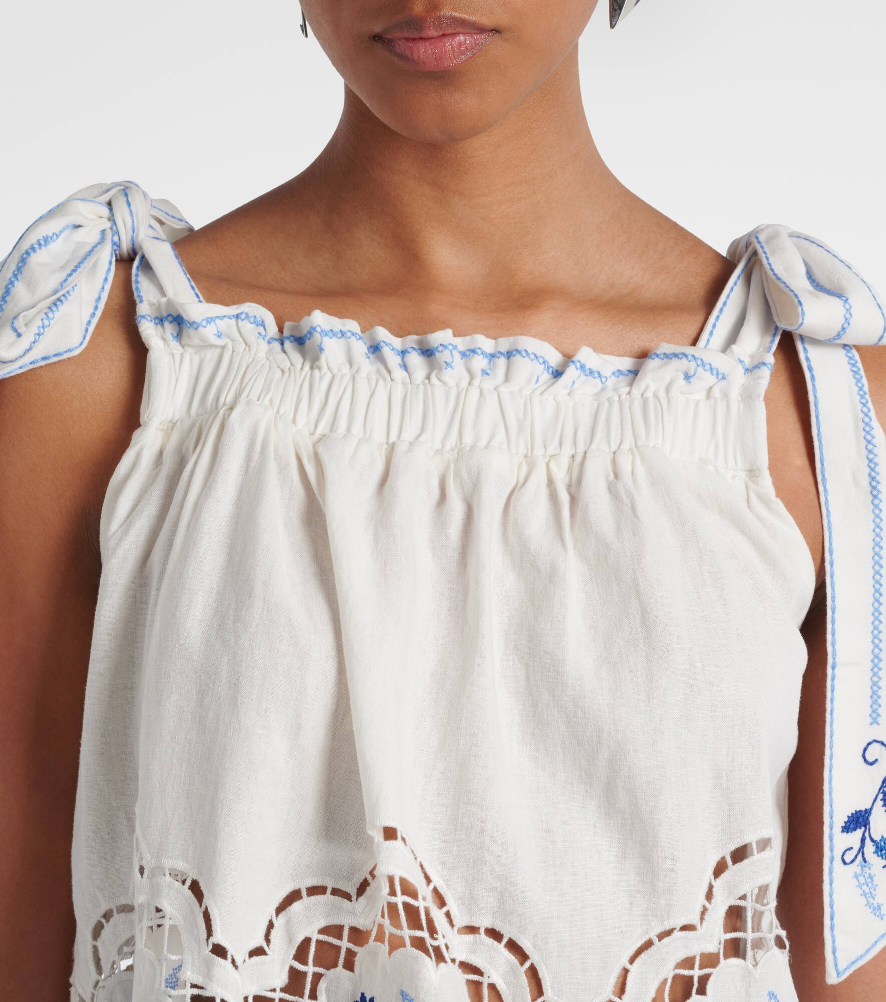 Jardin de Rêve floral linen-blend top - 4