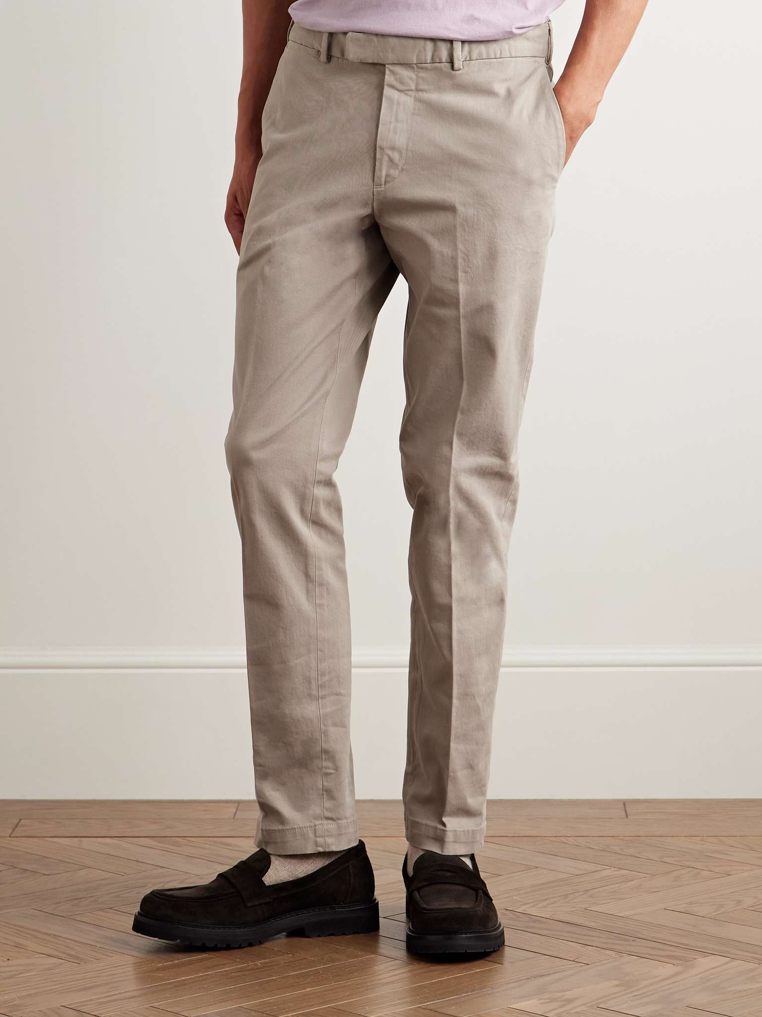 Straight-Leg Cotton-Blend Twill Trousers - 4