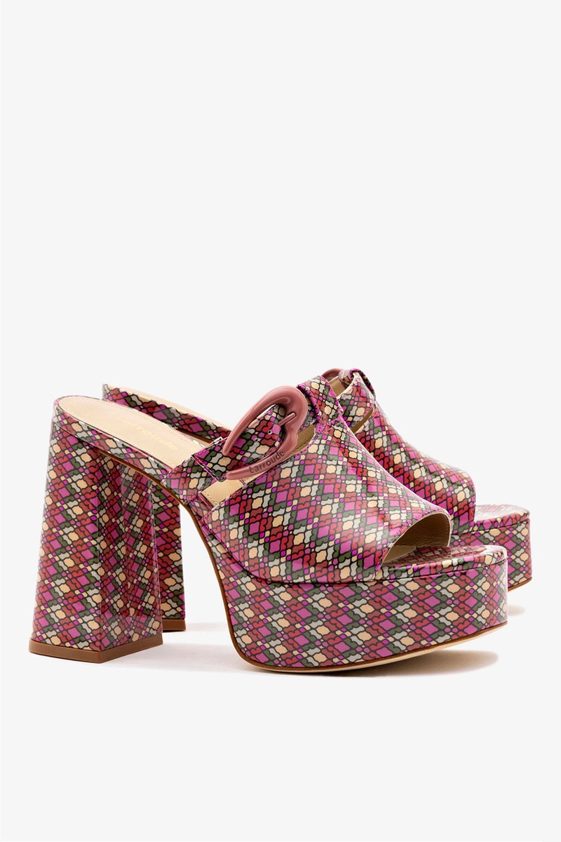 Dolly Verona Mule In Pink Vichy Patent Leather 3
