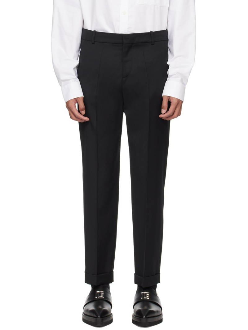 Black Rolled Cuff Trousers - 1
