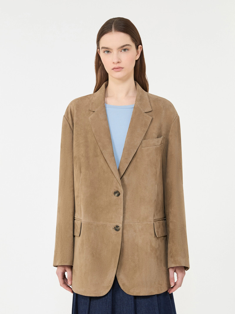 CEDRO Single-breasted suede blazer - MUD 3