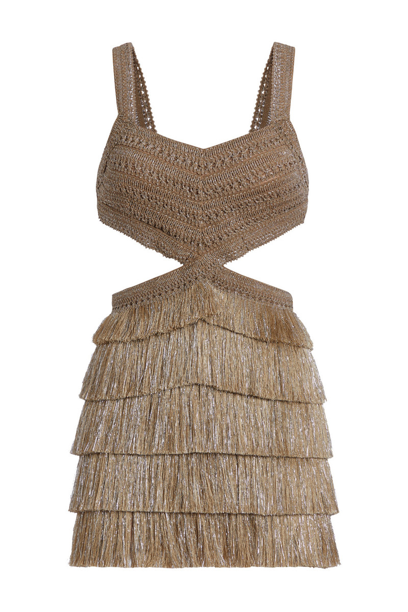 Metallic Fringe Cut-Out Mini Dress 3