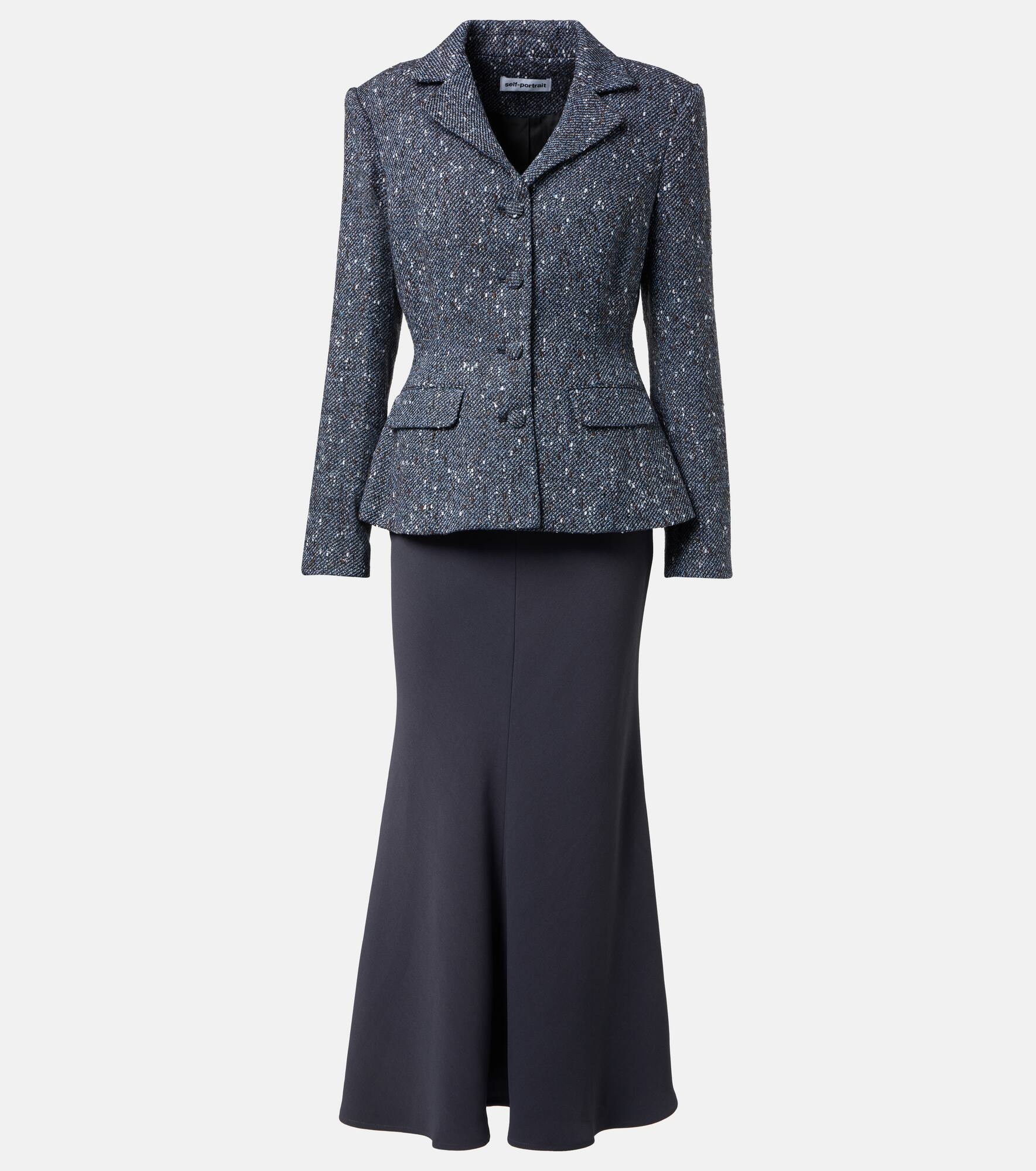 Bouclé and crêpe midi dress - 1