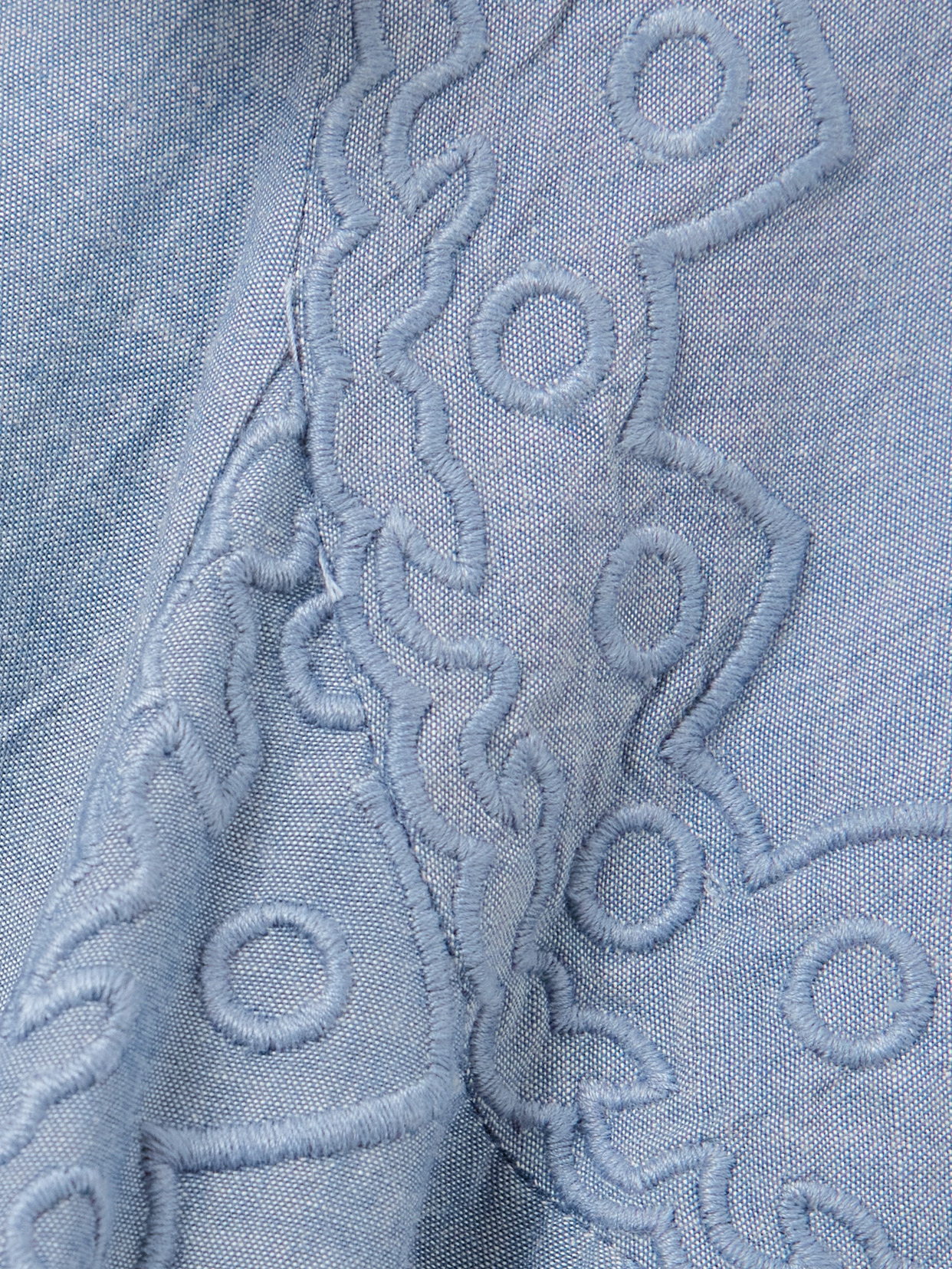 Camilla Belted Embroidered Tulle-trimmed Cotton-chambray Mini Dress - 4