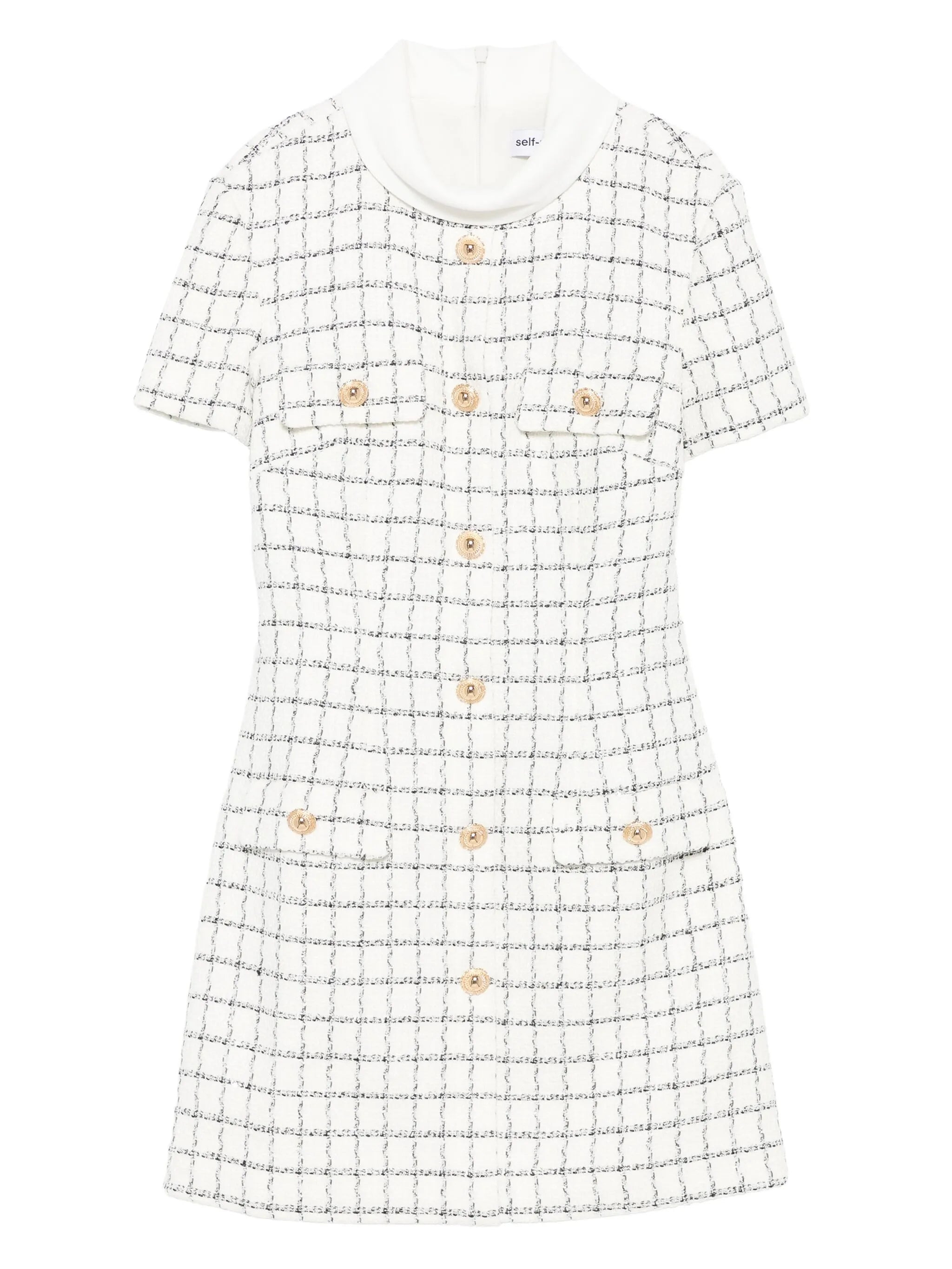 Self-portrait Checked Button-detailed Mini Dress - 1