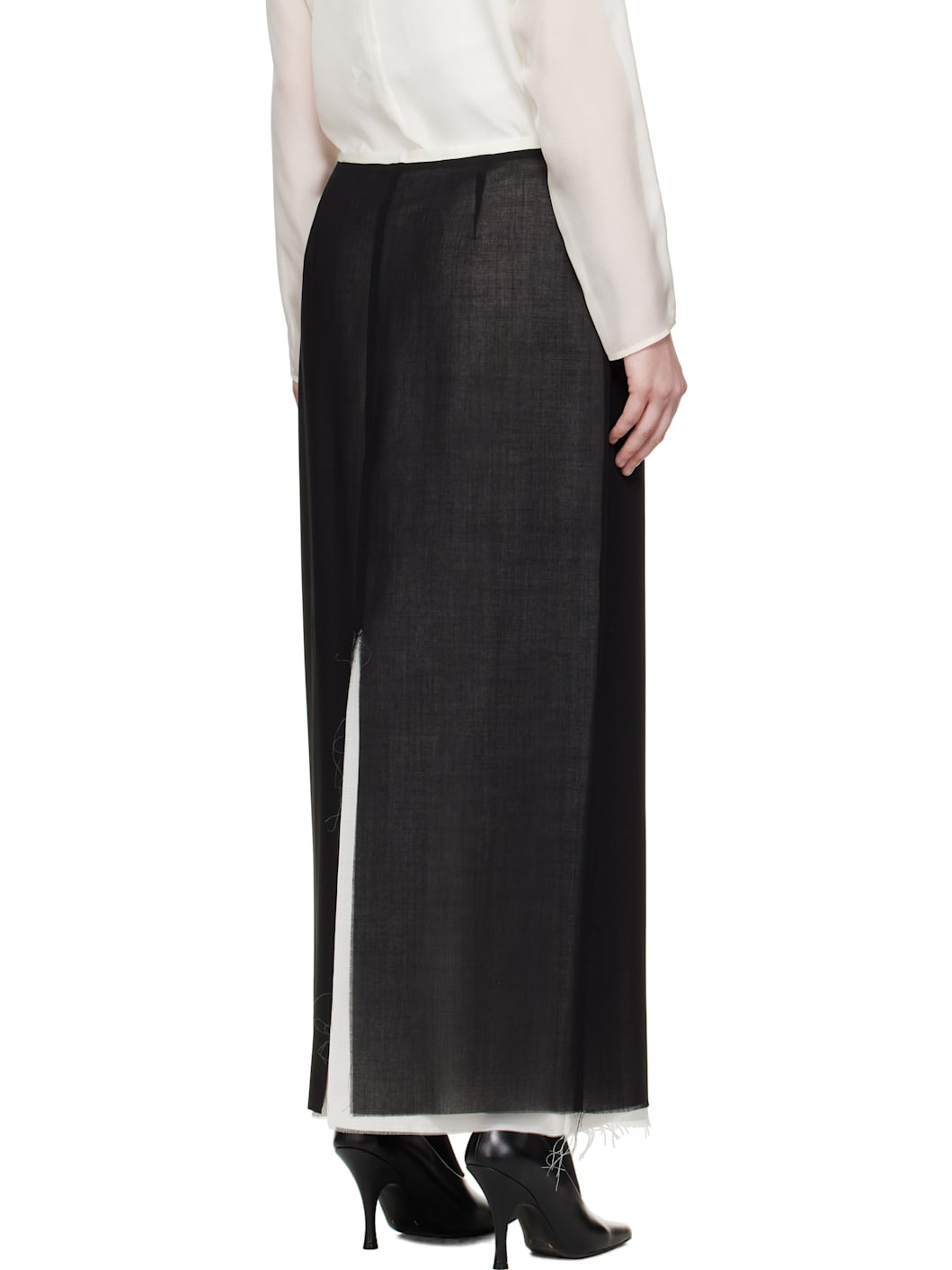 Black Alvida Raw Midi Skirt - 3