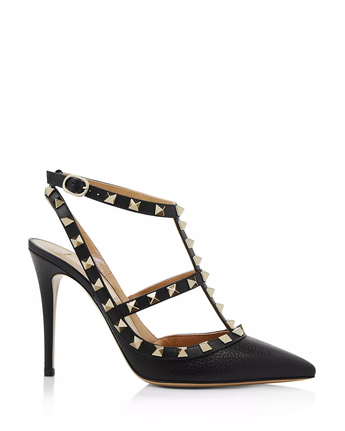 Women's Rockstud Cage Leather Pumps with Studs - 3