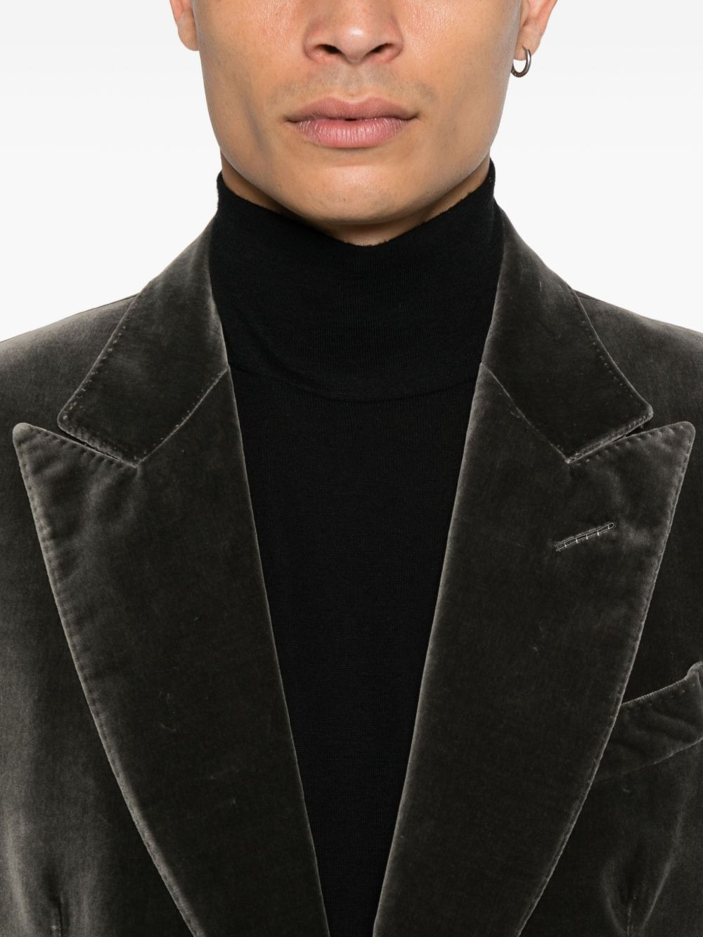 single-breasted velvet blazer - 5