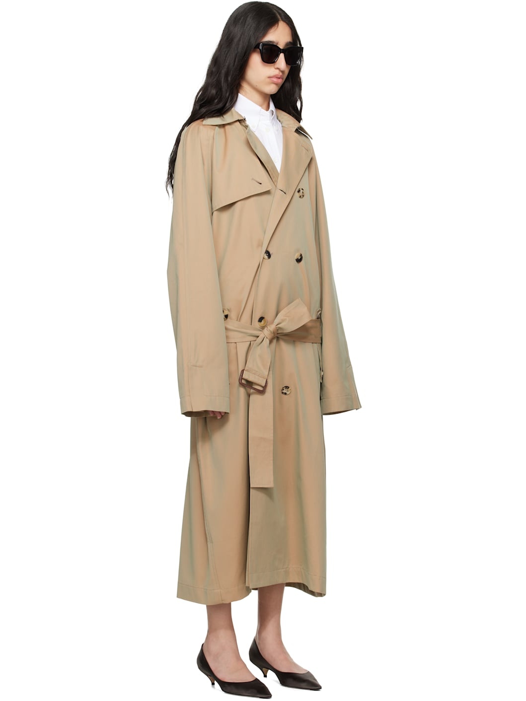 Beige Jasper Cotton Tonic Trench Coat - 2