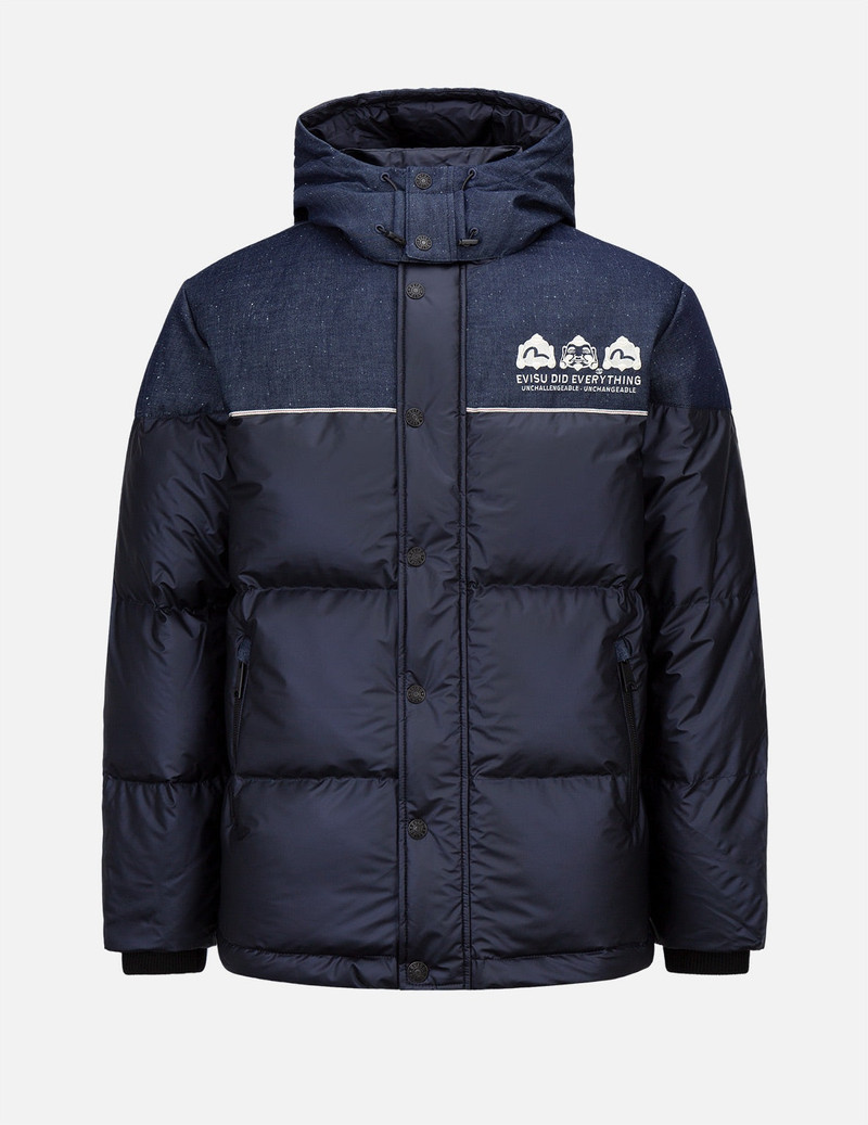 Daicock Print Fabric-mixed Down Jacket 1