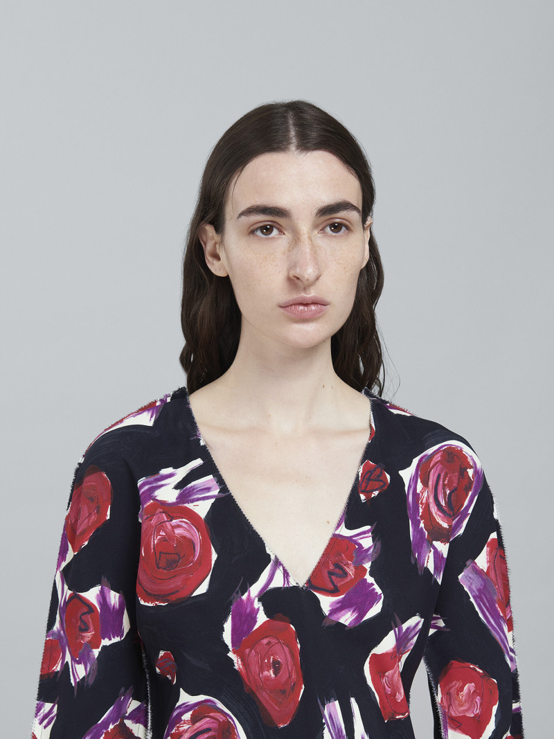 SPINNING ROSES PRINT CADY LONG SHIRT 4