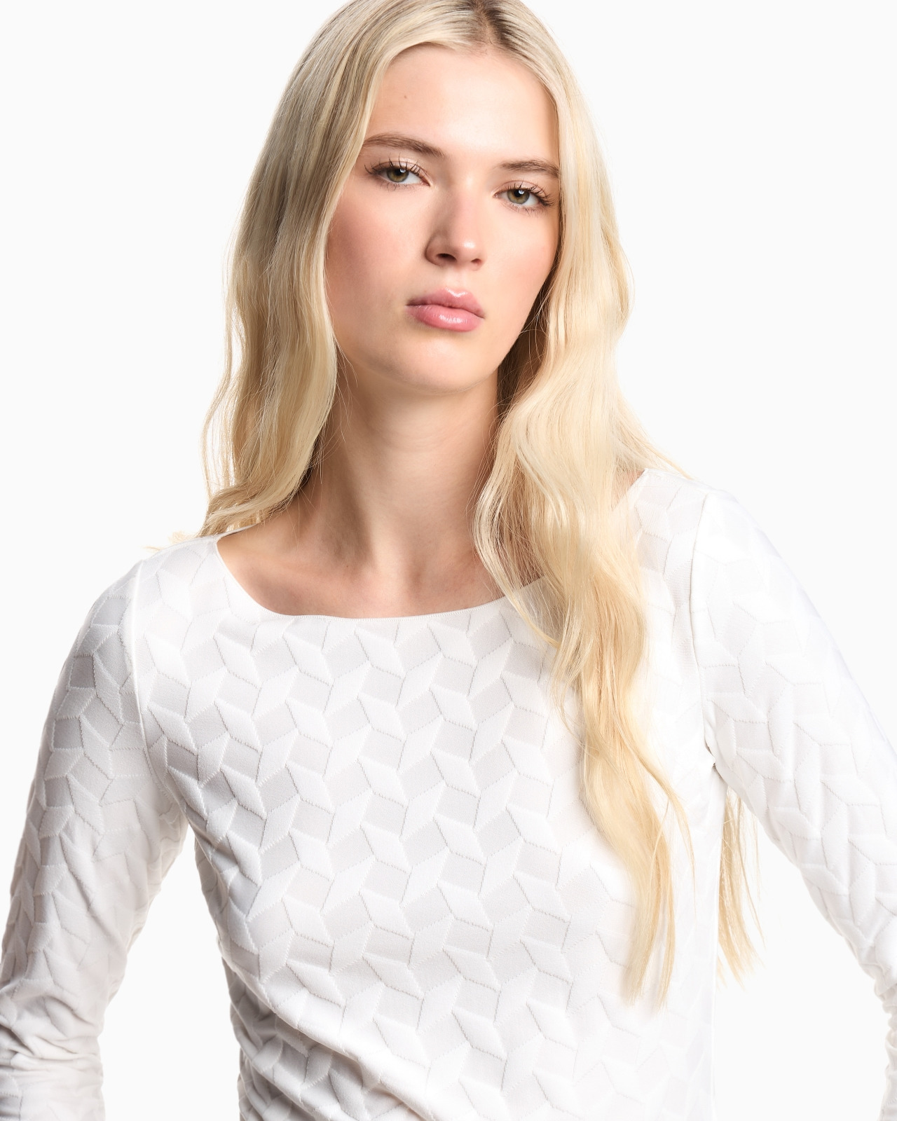 JACQUARD JERSEY JUMPER WITH A GEOMETRIC PATTERN - 5