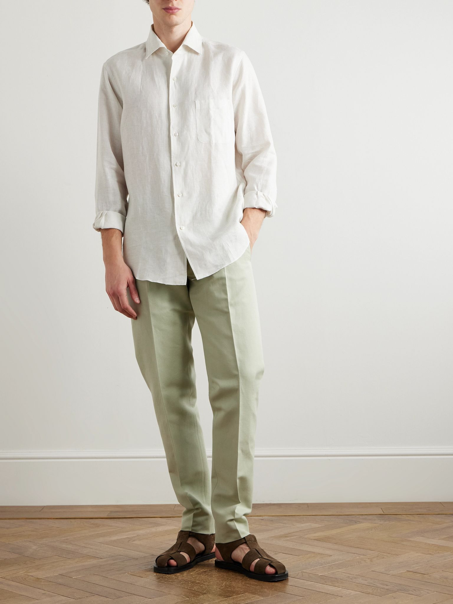 Cedric Tapered Cotton and Linen-Blend Canvas Trousers Mint - 2