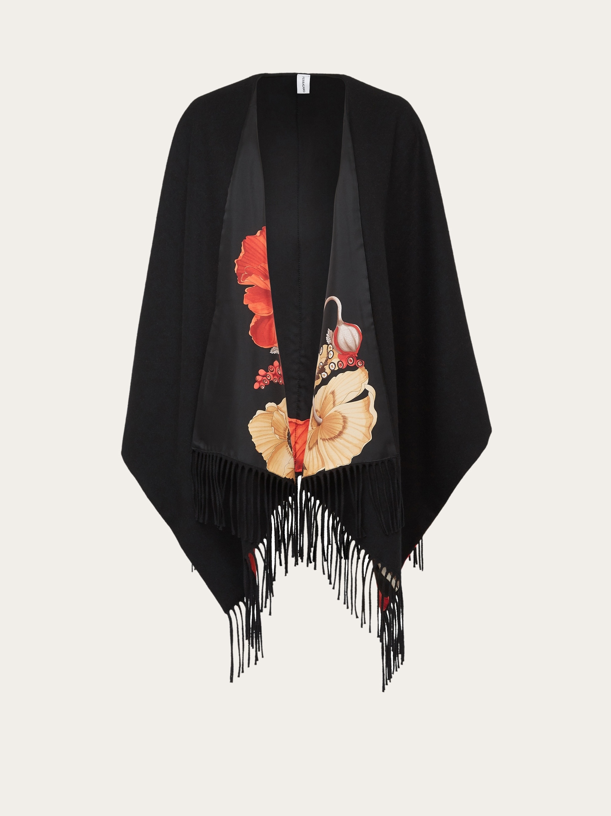 Poppies print reversible cape - 1