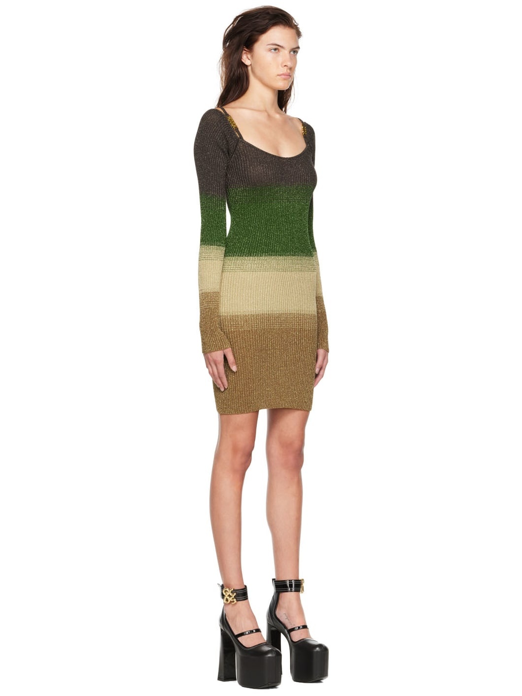 SSENSE Exclusive Brown & Green Minidress - 2