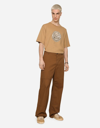 Dolce & Gabbana Stretch cotton worker pants with brand plate outlook