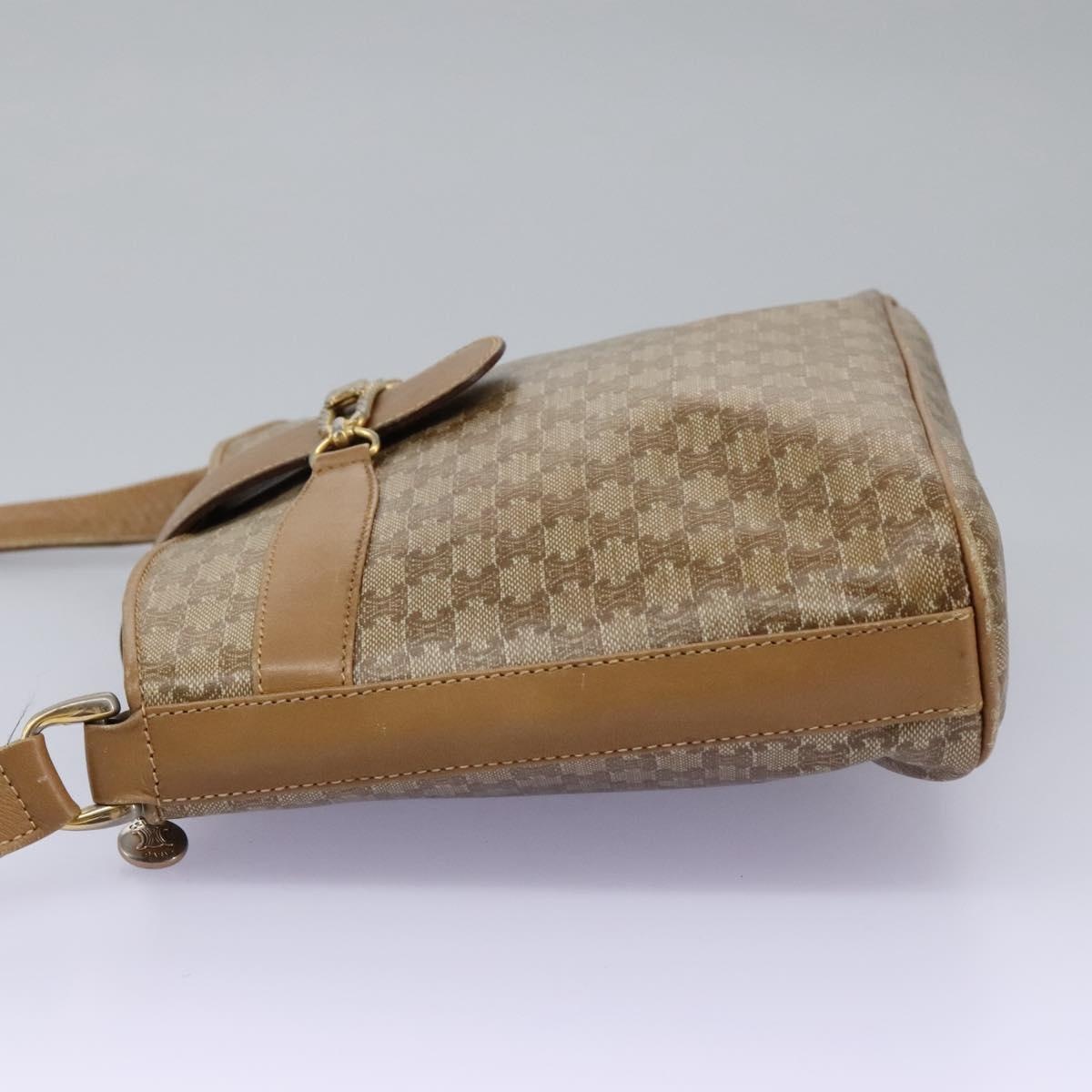 CELINE Macadam Canvas Shoulder Bag Pvc Leather Beige - 3