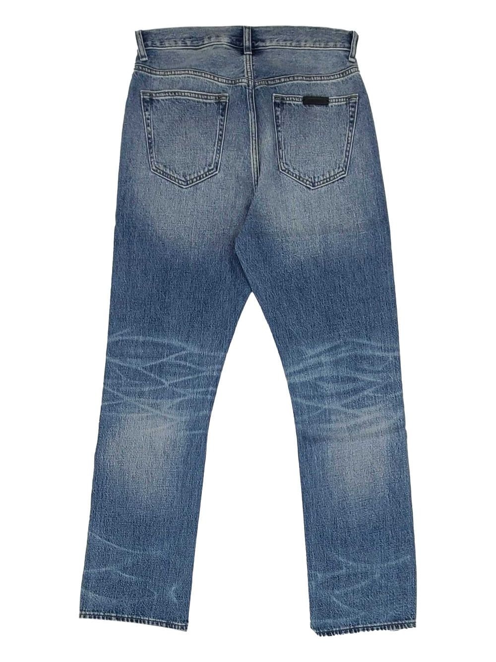 knee whiskering effect straight-legged jeans - 2