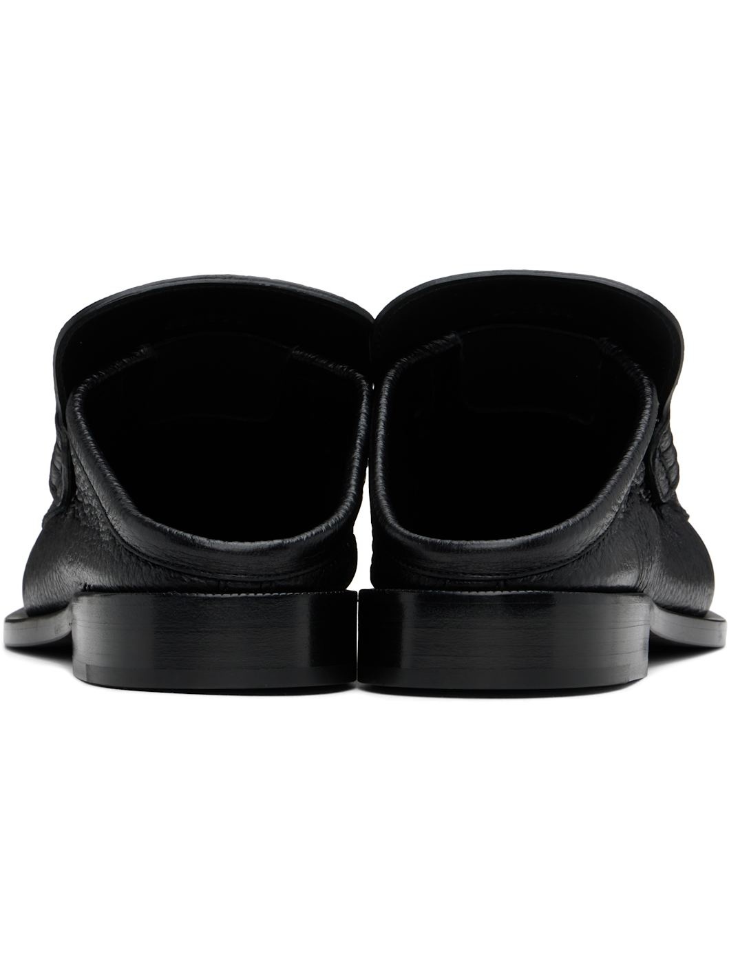 Black Leather Slip-on Loafers - 2