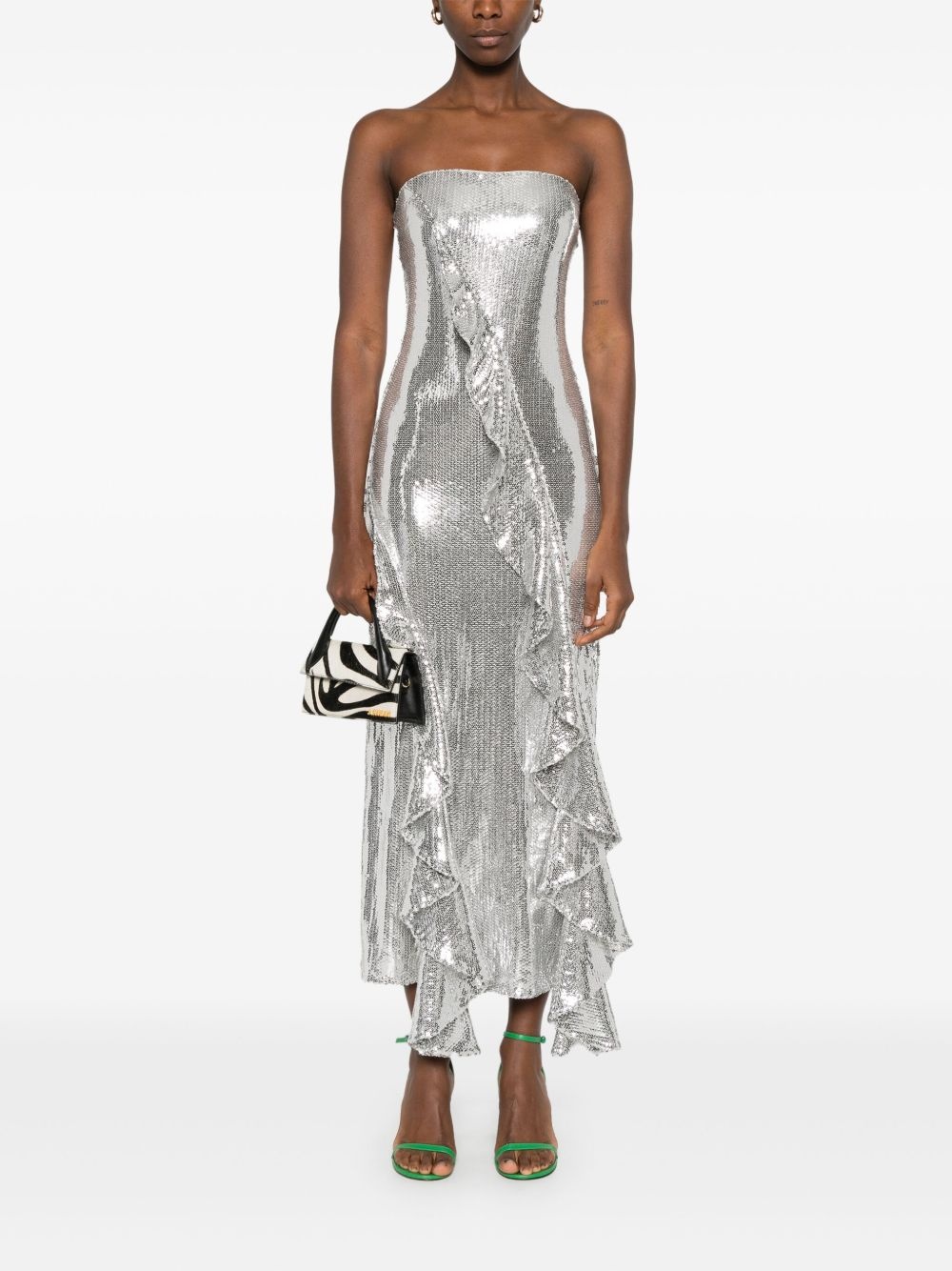 ruffled-trim sequinned maxi dress - 2