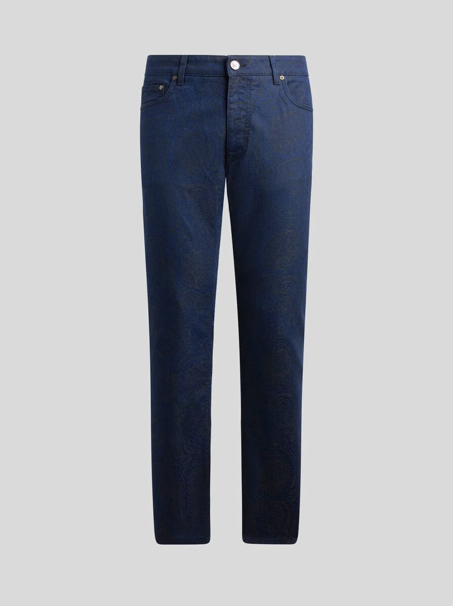 STRAIGHT-CUT JACQUARD DENIM JEANS - 1
