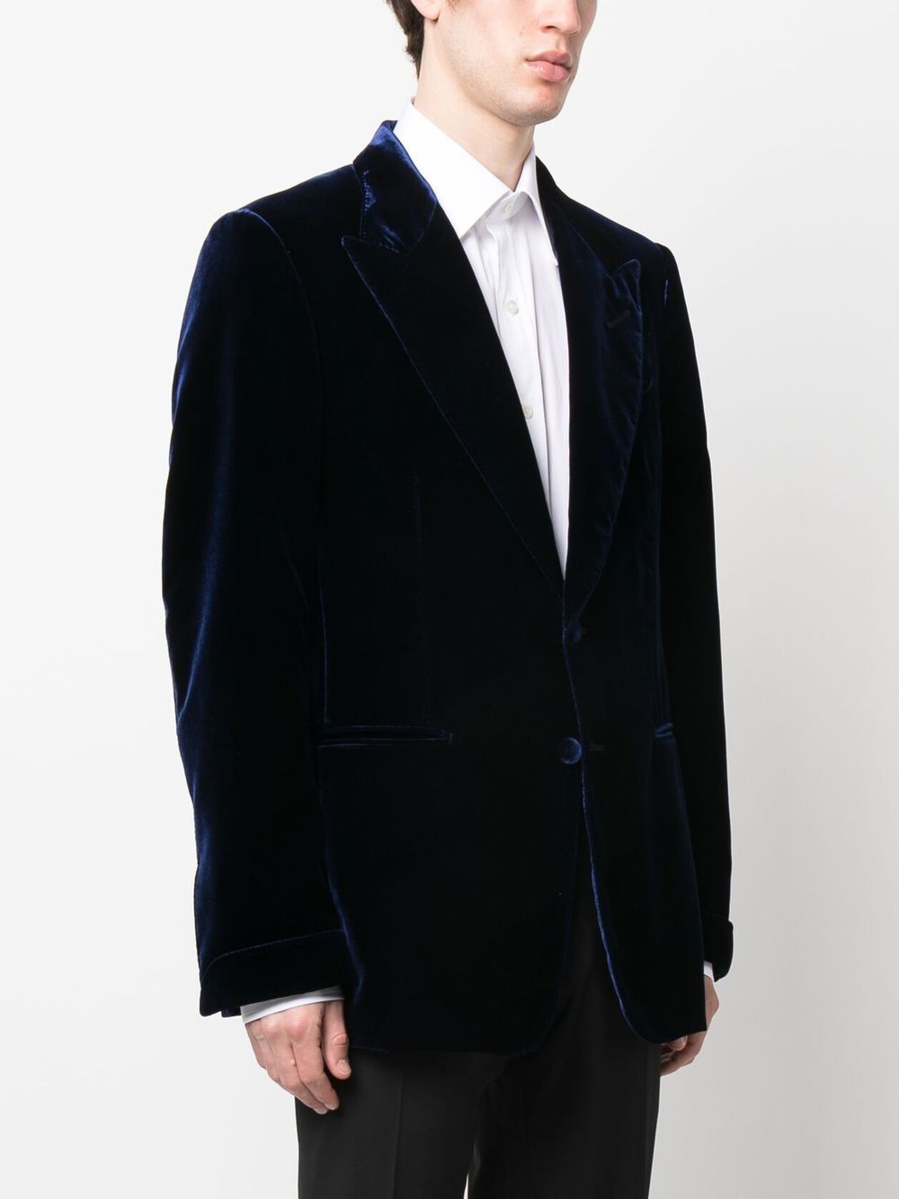 single-breasted velvet blazer - 3