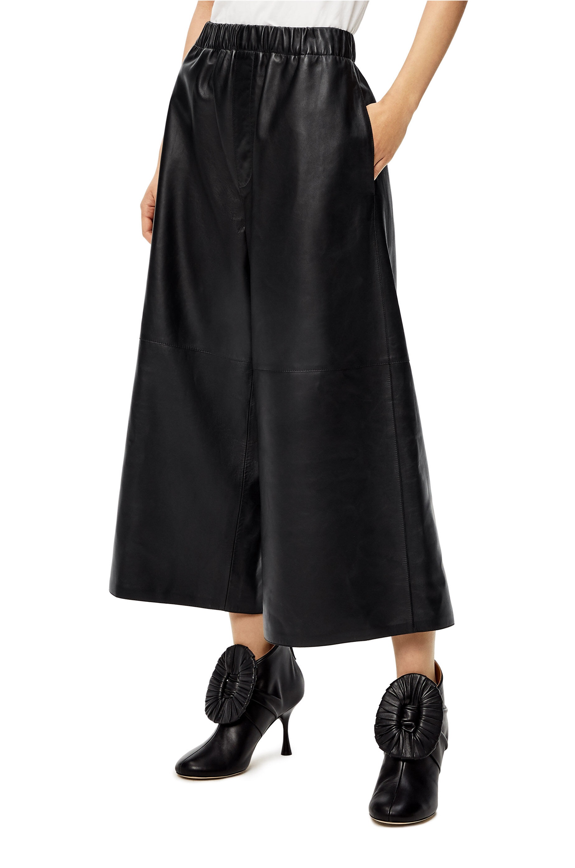 Cropped elasticated trousers in nappa - 3