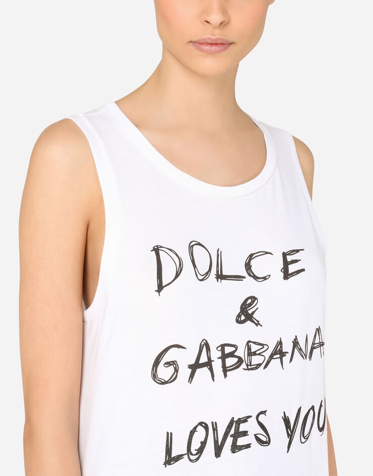 Jersey tank top with Dolce&Gabbana loves you lettering - 4