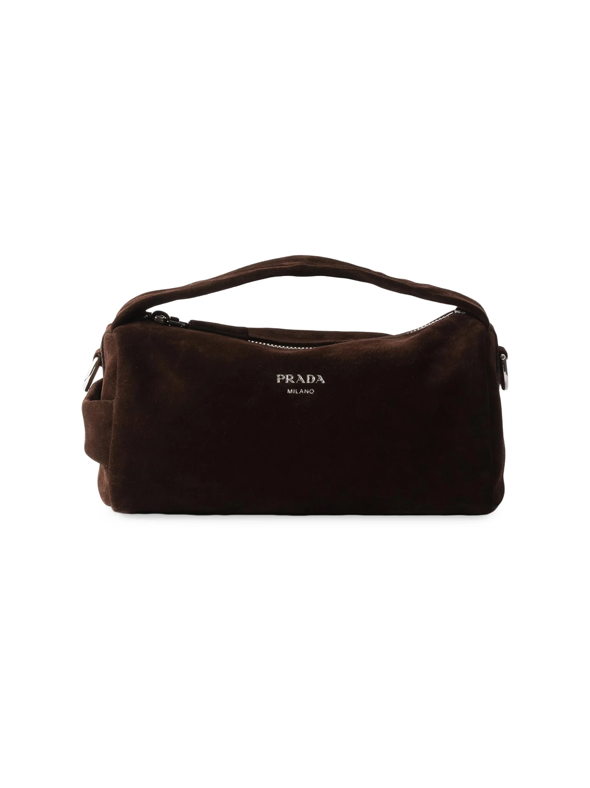 Men's Suede Leather Shoulder Bag - Dark Brown - 1