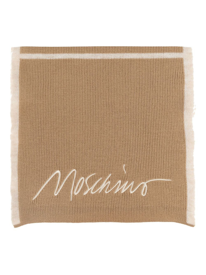 logo-embroidered panelled scarf 1