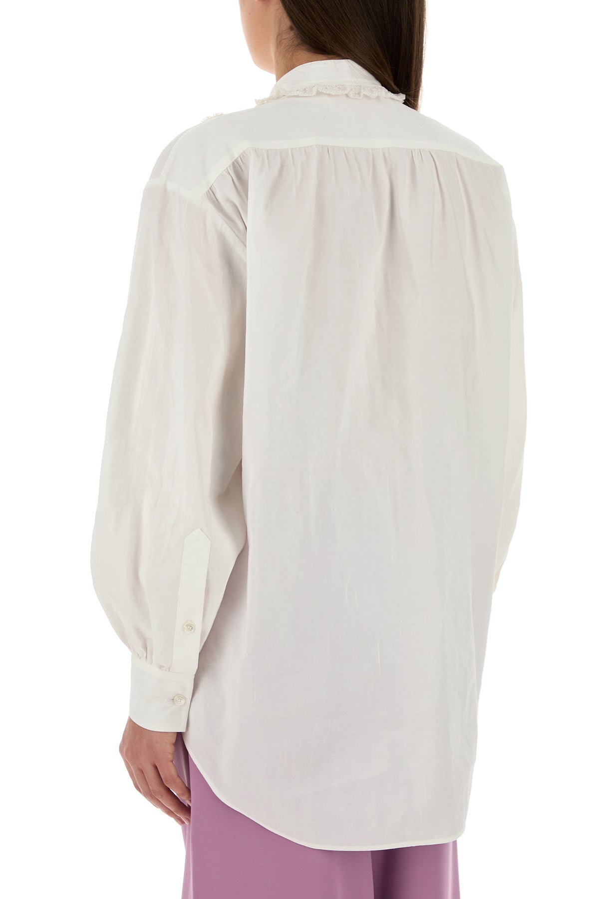 White cotton blend blouse - 4