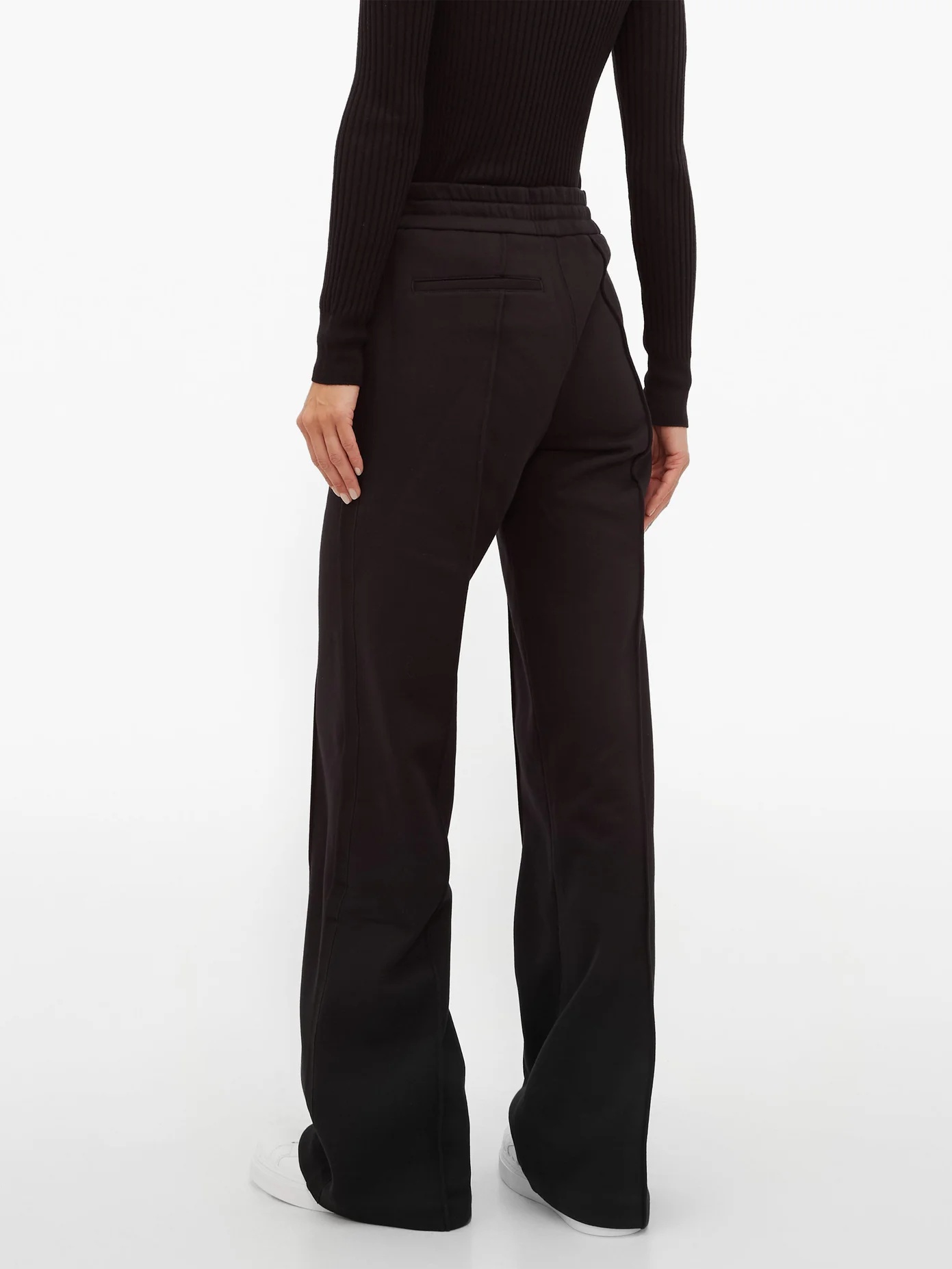 Pintuck-pleat cotton-jersey wide-leg trousers - 5