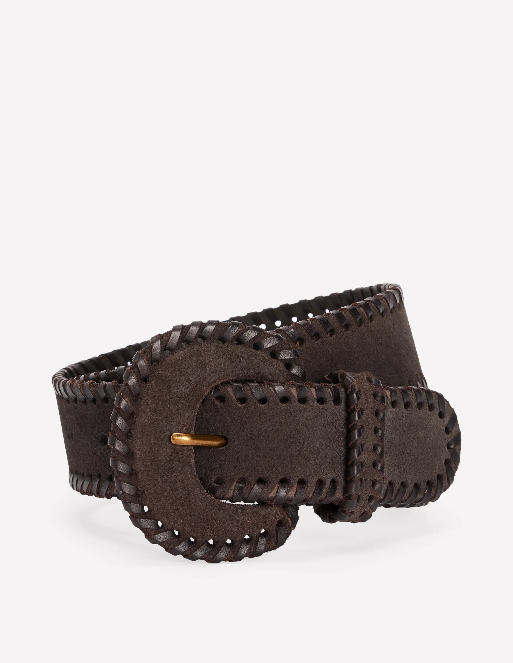 Covered Whipstitch Belt-Chocolate - 1