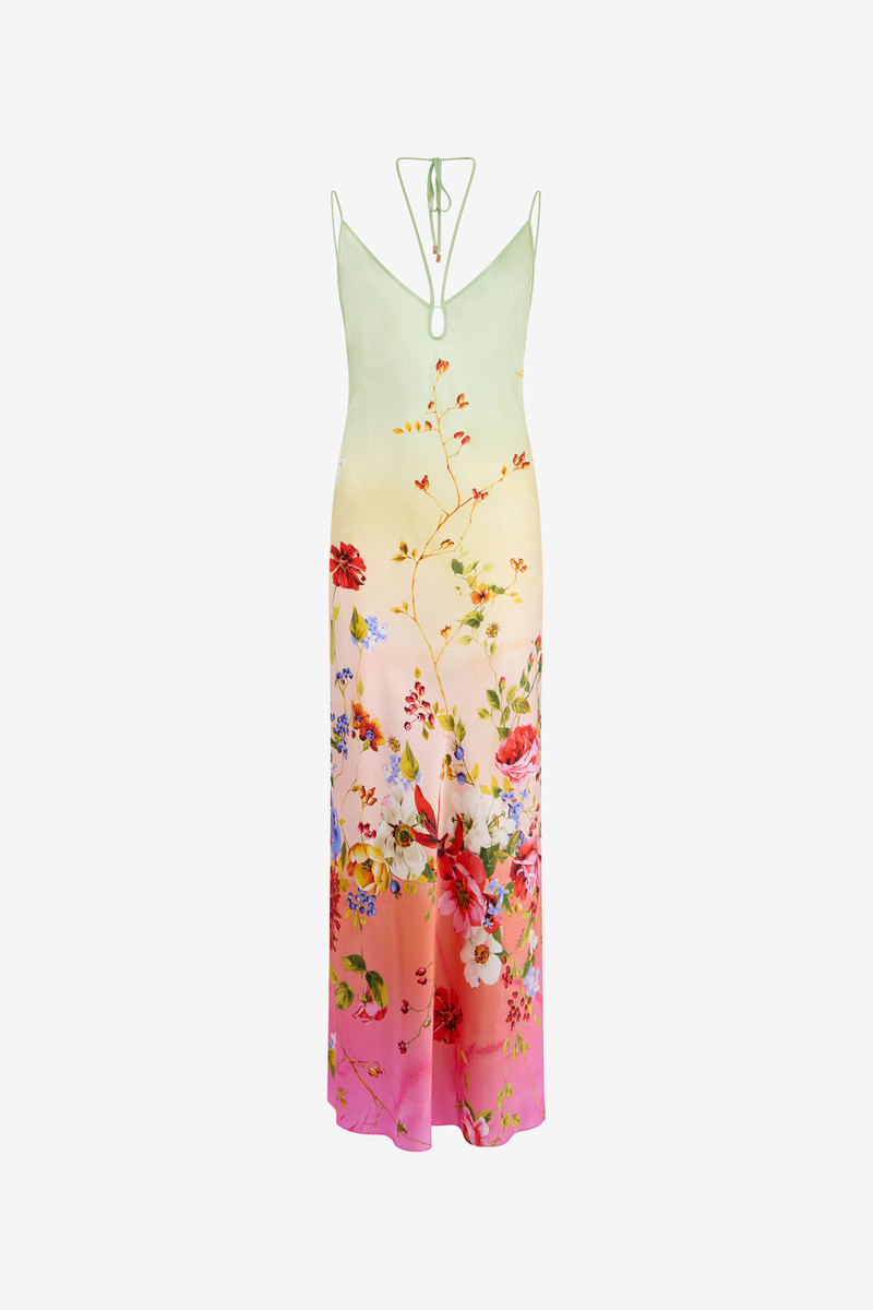 Maxi Dress with Miami Flowers Print 1