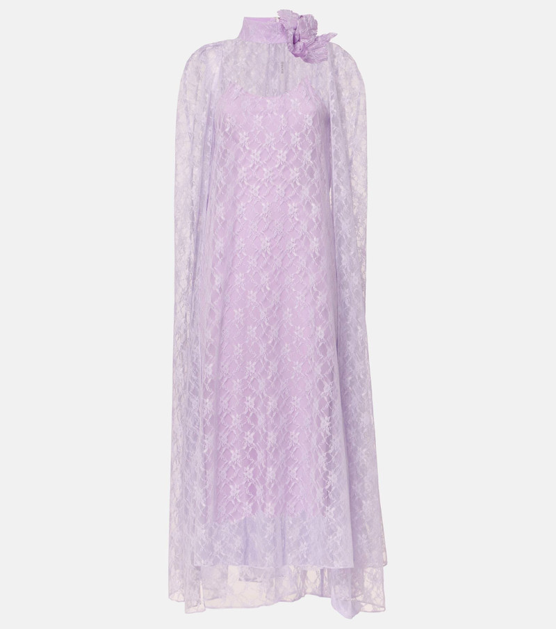 Caped floral lace midi dress 1