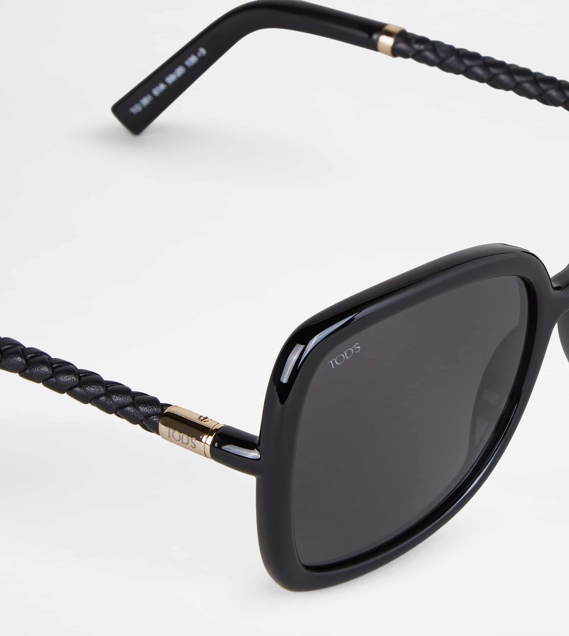 SUNGLASSES WITH TEMPLE IN LEATHER - BLACK - 4