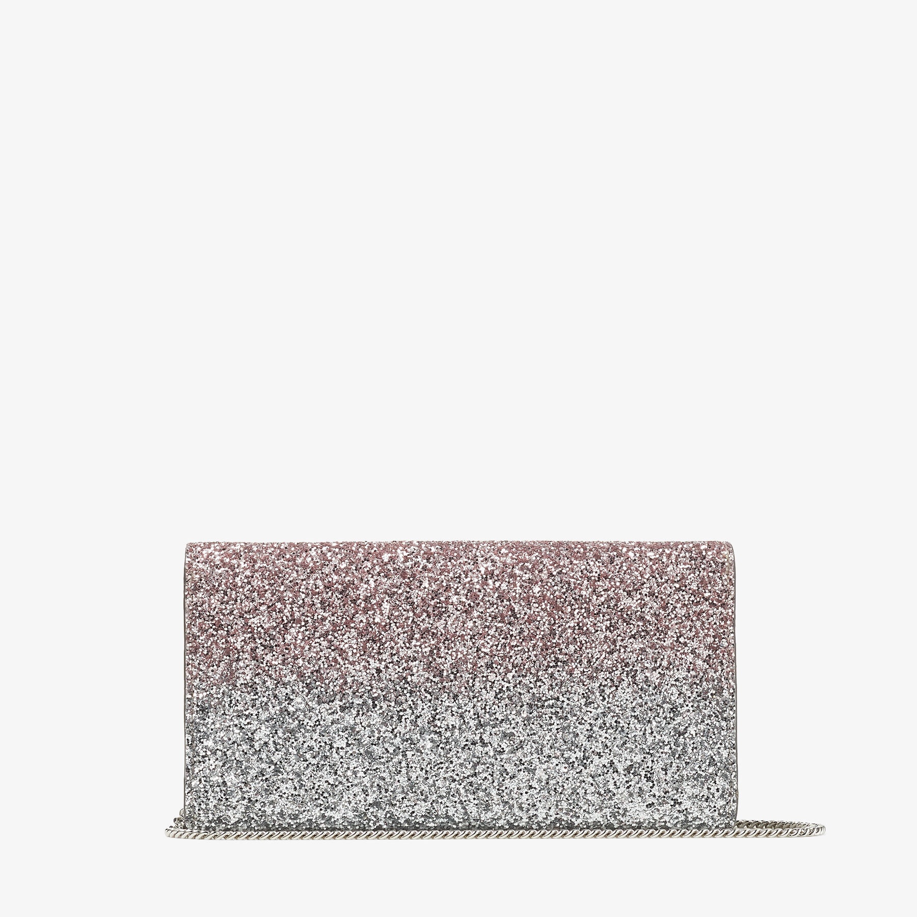 Emmie
Ballet-Pink, Silver and Anthracite Triple Dégradé Glitter Fabric Clutch Bag - 5