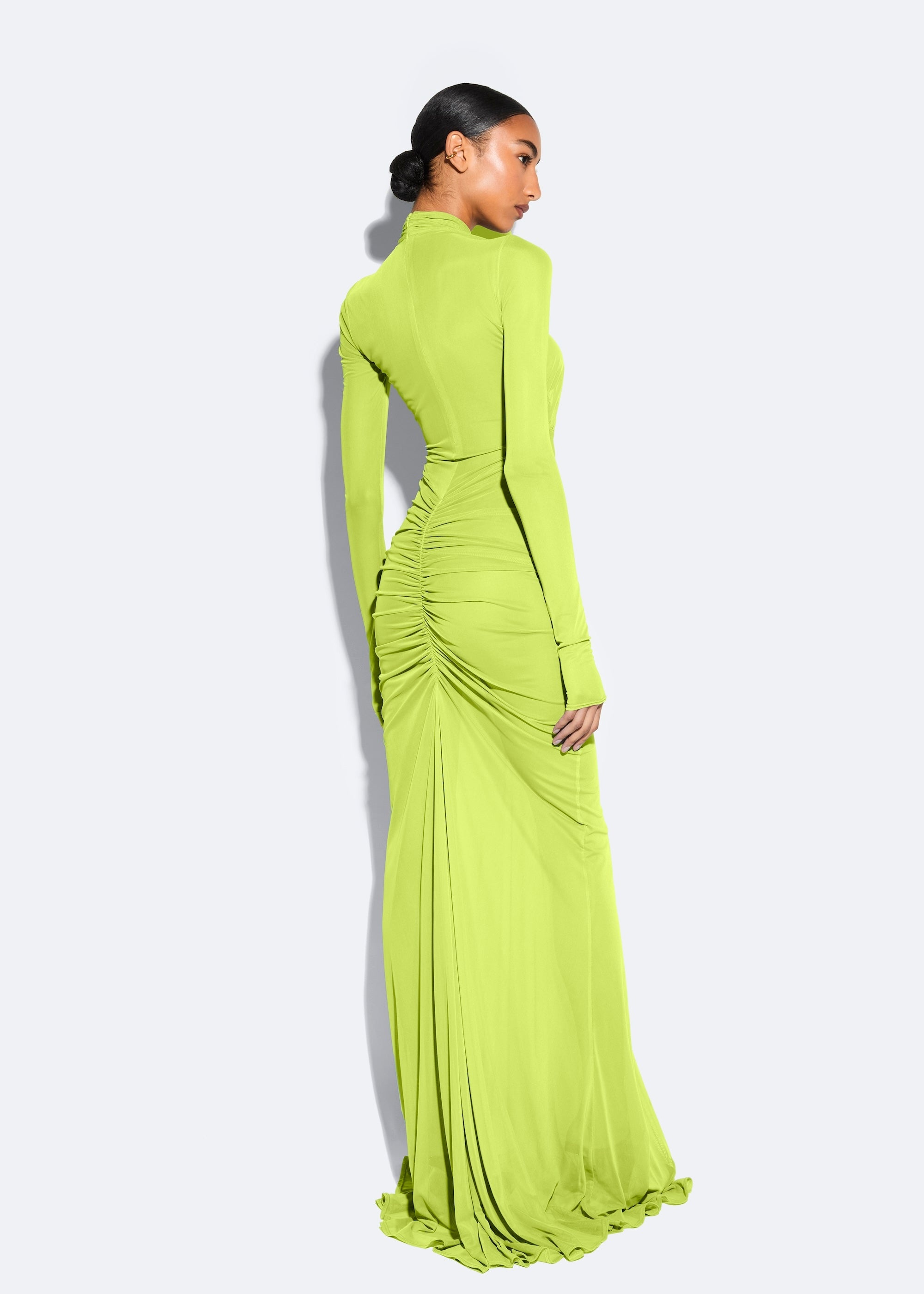 Mesh Halter Ruched Gown - 4
