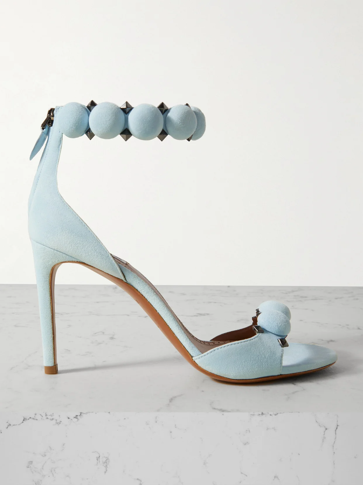 La Bombe 90 Embellished Studded Suede Sandals - 1