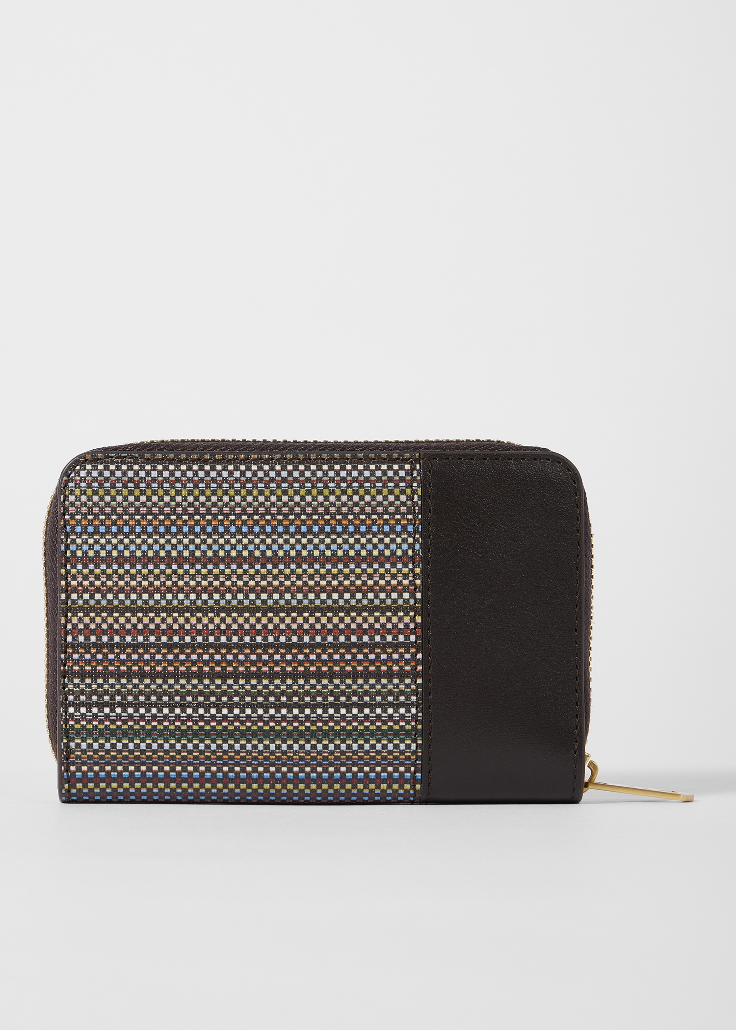 Women's Burgundy 'Signature Stripe' Coated Canvas Small Zip Around Purse - 2