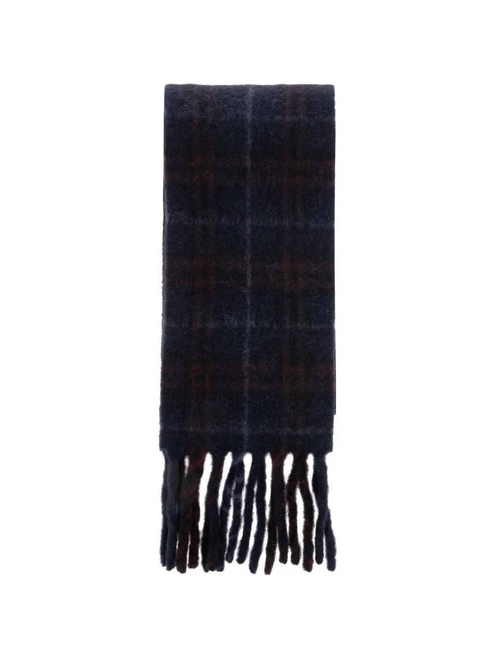 narrow-cut checkered alpaca blend scarf - 1