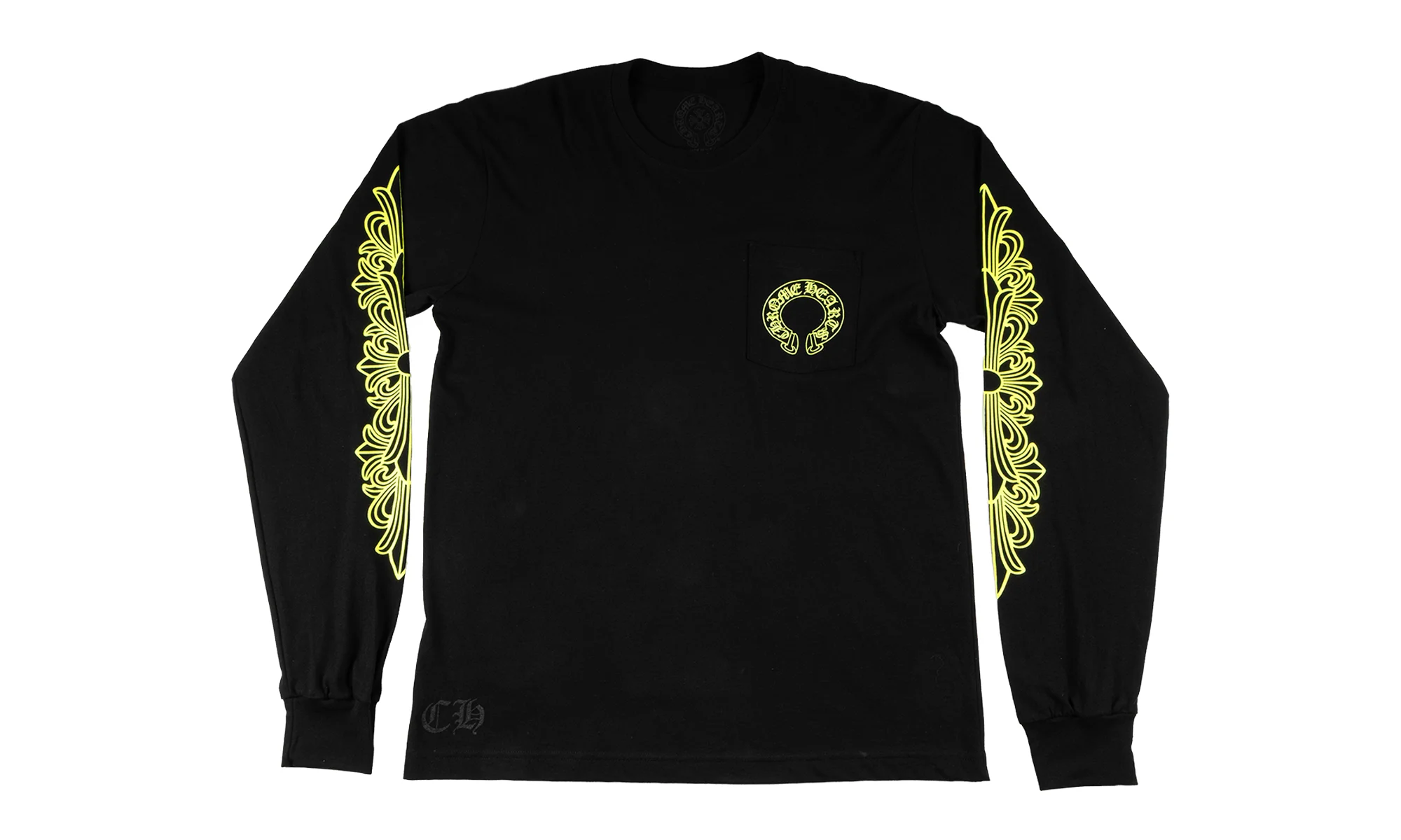 Floral Logo Pocket Long Sleeve Tee "Black/Neon Green" CHRM1255 - 1
