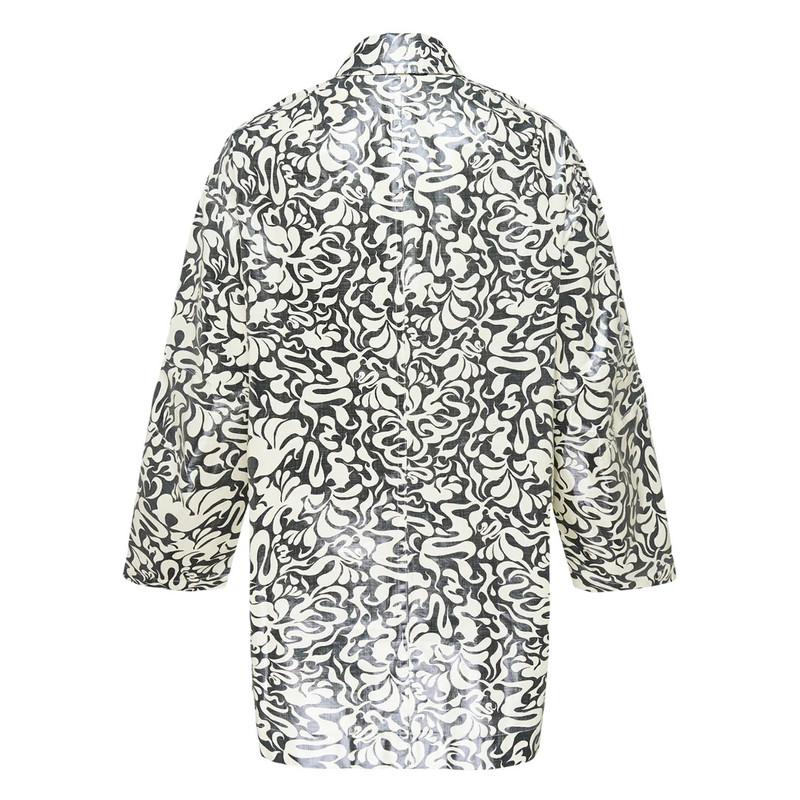 Dries Van Noten Squiggle Print Coated Cotton Coat outlook