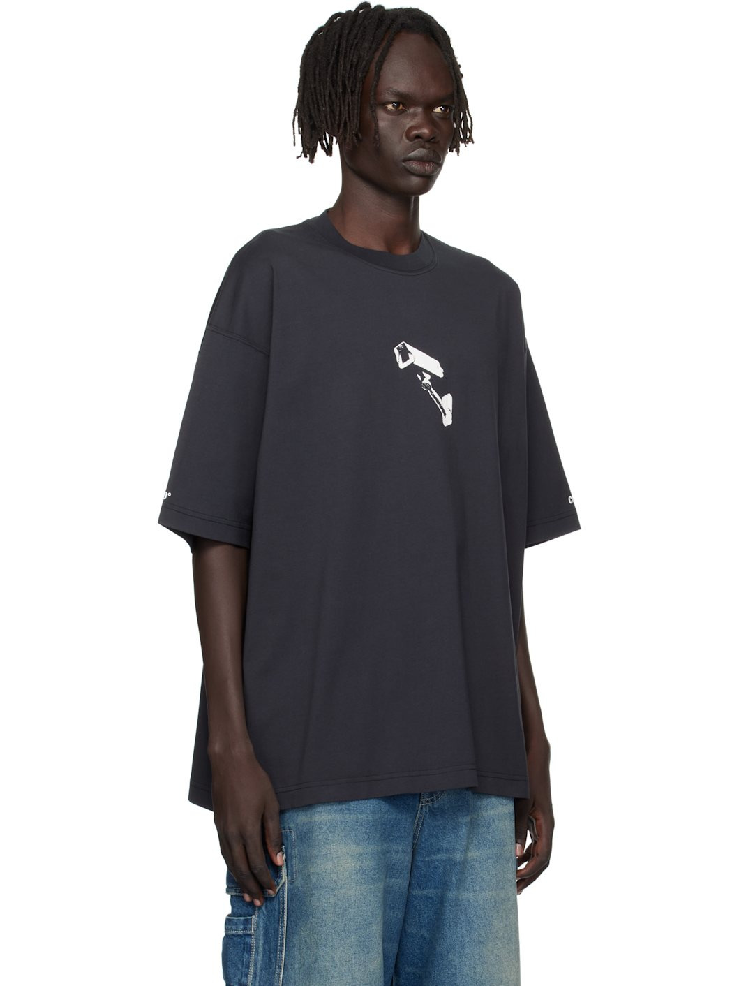 Black 'CCTV' Oversized T-shirt - 2